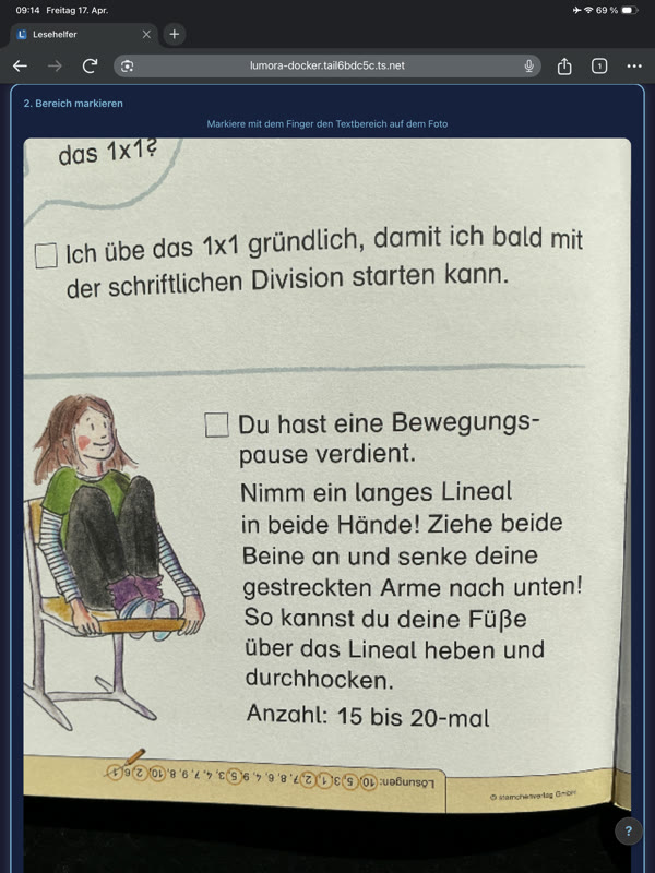 Textbereich auf dem Foto markieren