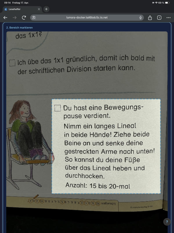 Markierter Bereich wird hervorgehoben